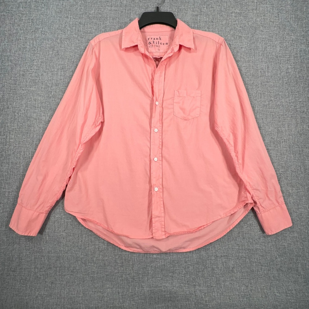 Frank & Eileen EILEEN Button Up Shirt Women XS Pink Cotton Relaxed Coastal Top